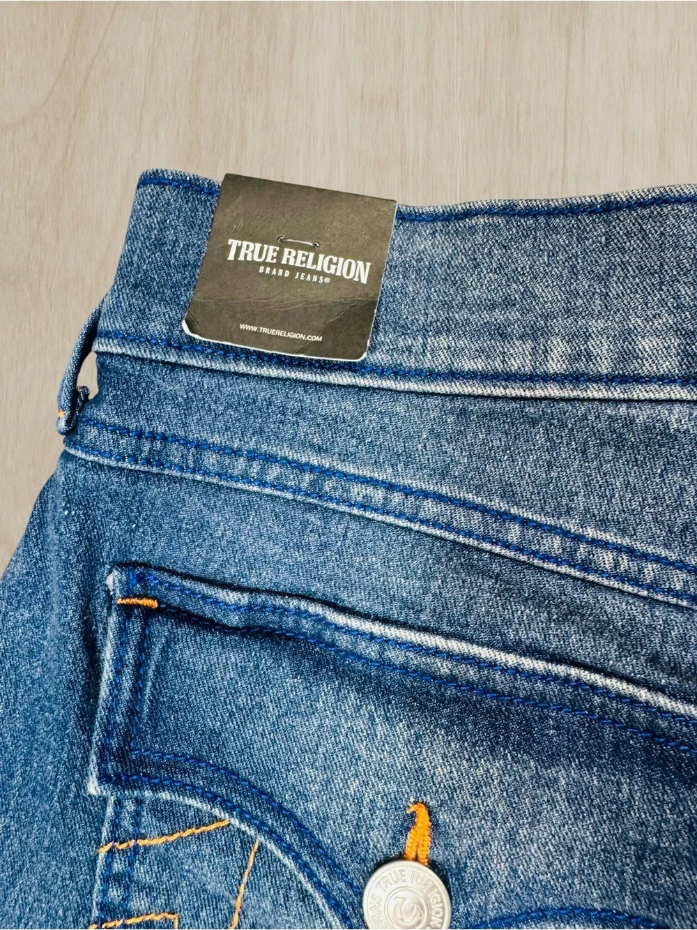 NWT New $124 True Religion Rocco Super T Flap Raw Hem Jean Shorts Size 31